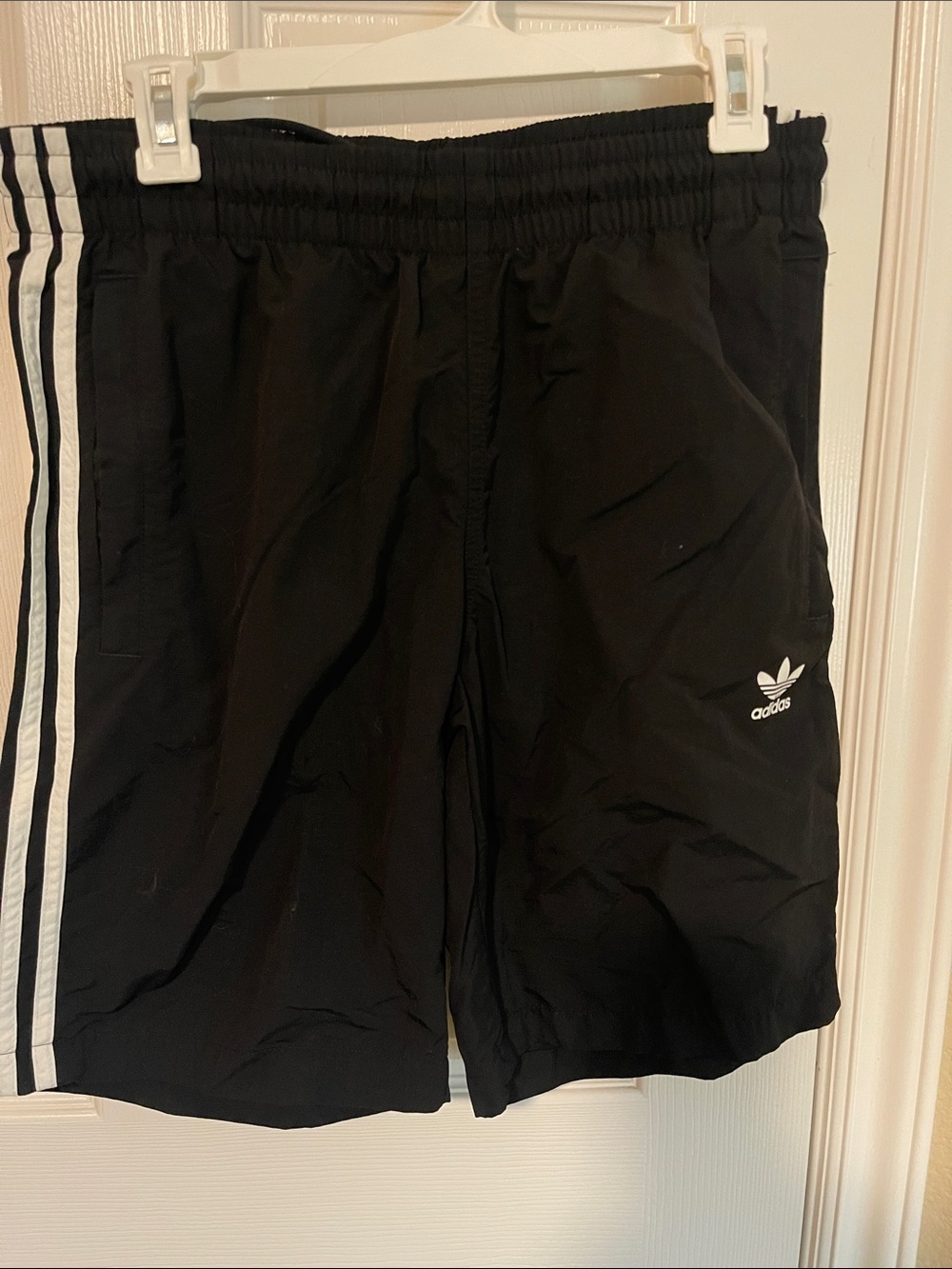 adidas Black Athletic Shorts with White Side Stripes